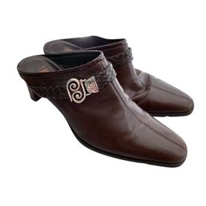 Vintage Brighton Women's Heels "Tapa" Brown Leather Shoes Size 7M Leather Soles